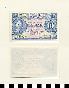 Thumbnail of Bank Note: British Malaya, 10 Cents (1992.23.1005)