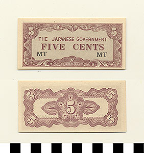 Thumbnail of Bank Note: Japanese Government Malaysia Occupation,  5 Cents (1992.23.1009)