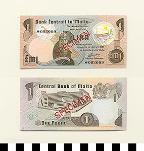 Thumbnail of Bank Note: Malta, 1 Pound (1992.23.1027A)