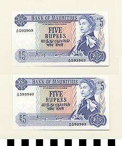 Thumbnail of Bank Note: Republic of Mauritius, 5 Rupees (1992.23.1029)