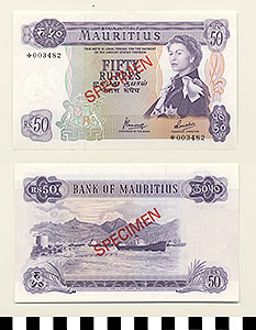 Thumbnail of Bank Note: Republic of Mauritius, 50 Rupees (1992.23.1033D)