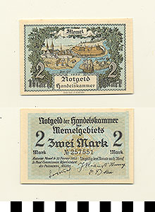 Thumbnail of Bank Note: Memel Territory, 2 Mark (1992.23.1035)