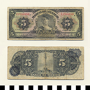 Thumbnail of Bank Note: Mexico, 5 Pesos (1992.23.1043B)