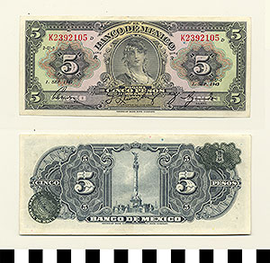 Thumbnail of Bank Note: Mexico, 5 Pesos (1992.23.1045)