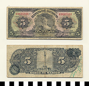 Thumbnail of Bank Note: Mexico, 5 Pesos (1992.23.1046A)
