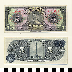 Thumbnail of Bank Note: Mexico, 5 Pesos (1992.23.1046B)