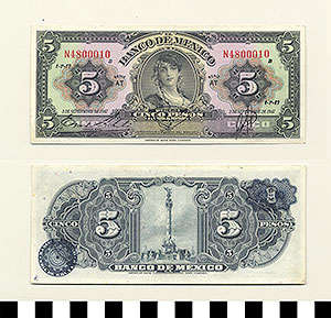 Thumbnail of Bank Note: Mexico, 5 Pesos (1992.23.1047B)