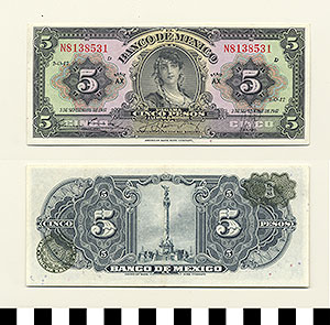 Thumbnail of Bank Note: Mexico, 5 Pesos (1992.23.1047C)