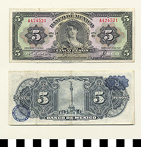 Thumbnail of Bank Note: Mexico, 5 Pesos (1992.23.1049)