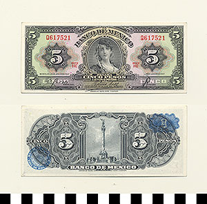 Thumbnail of Bank Note: Mexico, 5 Pesos (1992.23.1051B)