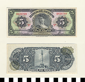 Thumbnail of Bank Note: Mexico, 5 Pesos (1992.23.1057B)