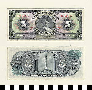 Thumbnail of Bank Note: Mexico, 5 Pesos (1992.23.1058D)