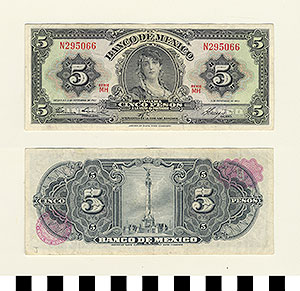 Thumbnail of Bank Note: Mexico, 5 Pesos (1992.23.1059J)