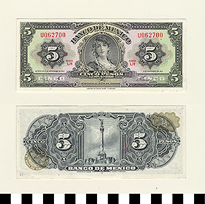 Thumbnail of Bank Note: Mexico, 5 Pesos (1992.23.1059M)