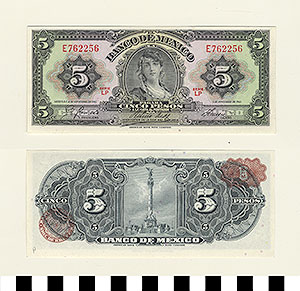 Thumbnail of Bank Note: Mexico, 5 Pesos (1992.23.1059P)