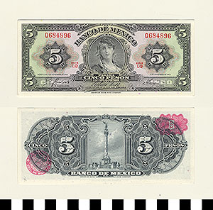 Thumbnail of Bank Note: Mexico, 5 Pesos (1992.23.1059R)