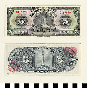 Thumbnail of Bank Note: Mexico, 5 Pesos (1992.23.1060D)