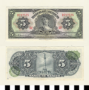 Thumbnail of Bank Note: Mexico, 5 Pesos (1992.23.1060N)