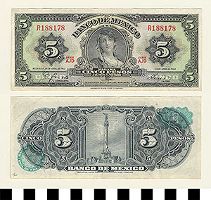 Thumbnail of Bank Note: Mexico, 5 Pesos (1992.23.1060O)