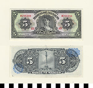 Thumbnail of Bank Note: Mexico, 5 Pesos (1992.23.1061A)