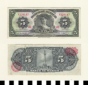 Thumbnail of Bank Note: Mexico, 5 Pesos (1992.23.1061B)