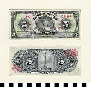 Thumbnail of Bank Note: Mexico, 5 Pesos (1992.23.1061F)