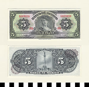 Thumbnail of Bank Note: Mexico, 5 Pesos (1992.23.1061G)