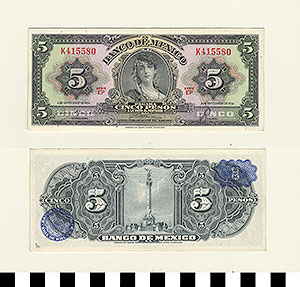 Thumbnail of Bank Note: Mexico, 5 Pesos (1992.23.1062A)
