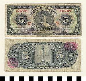 Thumbnail of Bank Note: Mexico, 5 Pesos (1992.23.1062C)