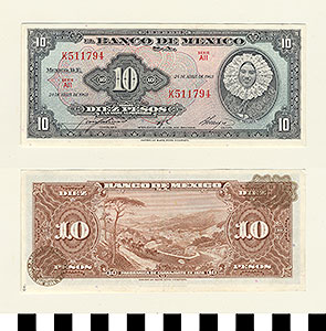 Thumbnail of Bank Note: Mexico, 10 Pesos (1992.23.1083B)