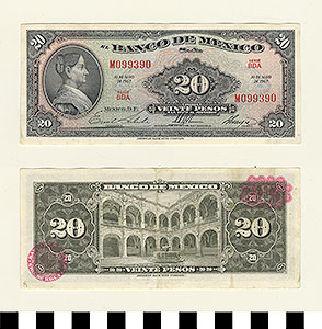 Thumbnail of Bank Note: Mexico, 20 Pesos (1992.23.1086A)