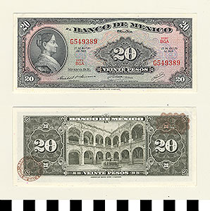 Thumbnail of Bank Note: Mexico, 20 Pesos (1992.23.1087)