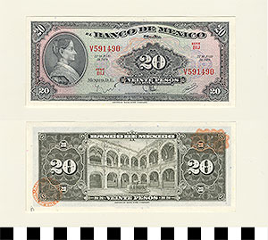 Thumbnail of Bank Note: Mexico, 20 Pesos (1992.23.1089A)
