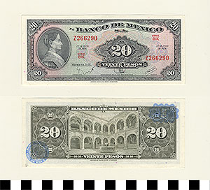Thumbnail of Bank Note: Mexico, 20 Pesos (1992.23.1089B)
