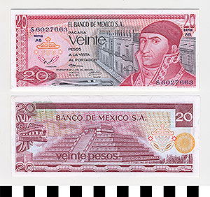 Thumbnail of Bank Note: Mexico, 20 Pesos (1992.23.1115D)