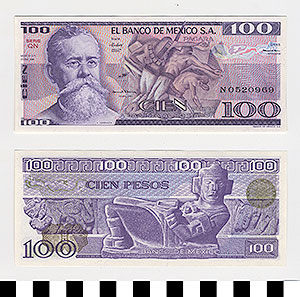 Thumbnail of Bank Note: Mexico, 100 Pesos (1992.23.1120C)