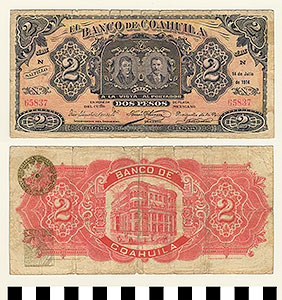 Thumbnail of Bank Note: Mexico, 2 Pesos (1992.23.1157)