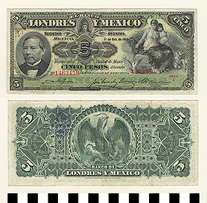 Thumbnail of Bank Note: Mexico, 5 Pesos (1992.23.1161)