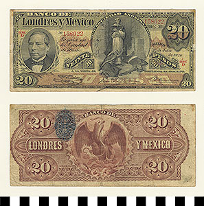 Thumbnail of Bank Note: Mexico, 20 Pesos (1992.23.1167)