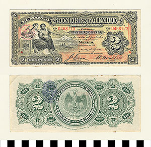 Thumbnail of Bank Note: Mexico, 2 Pesos (1992.23.1168)