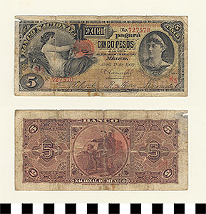 Thumbnail of Bank Note: Mexico, 5 Pesos (1992.23.1173)