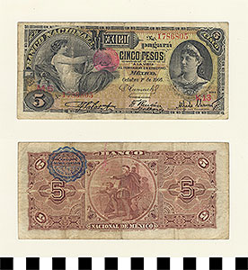 Thumbnail of Bank Note: Mexico, 5 Pesos (1992.23.1176)