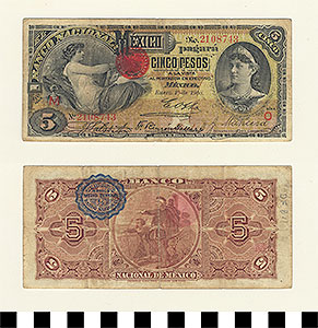 Thumbnail of Bank Note: Mexico, 5 Pesos (1992.23.1177)