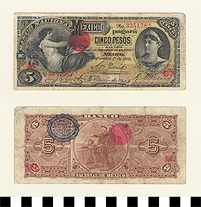 Thumbnail of Bank Note: Mexico, 5 Pesos (1992.23.1178)