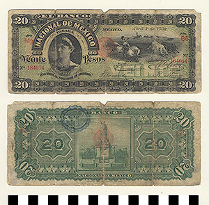 Thumbnail of Bank Note: Mexico, 20 Pesos (1992.23.1201)