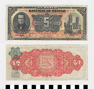 Thumbnail of Bank Note: Mexico, 5 Pesos (1992.23.1236)