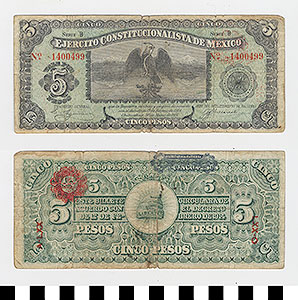 Thumbnail of Bank Note: Mexico, 5 Pesos (1992.23.1273)