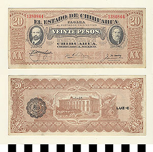 Thumbnail of Bank Note: Mexico, 20 Pesos (1992.23.1312)