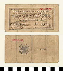 Thumbnail of Bank Note: Mexico, 25 Centavos (1992.23.1317)