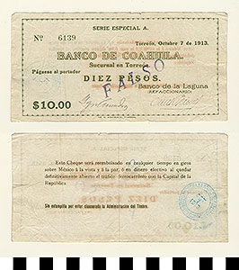 Thumbnail of Bank Note: Mexico, 10 Pesos (1992.23.1325)
